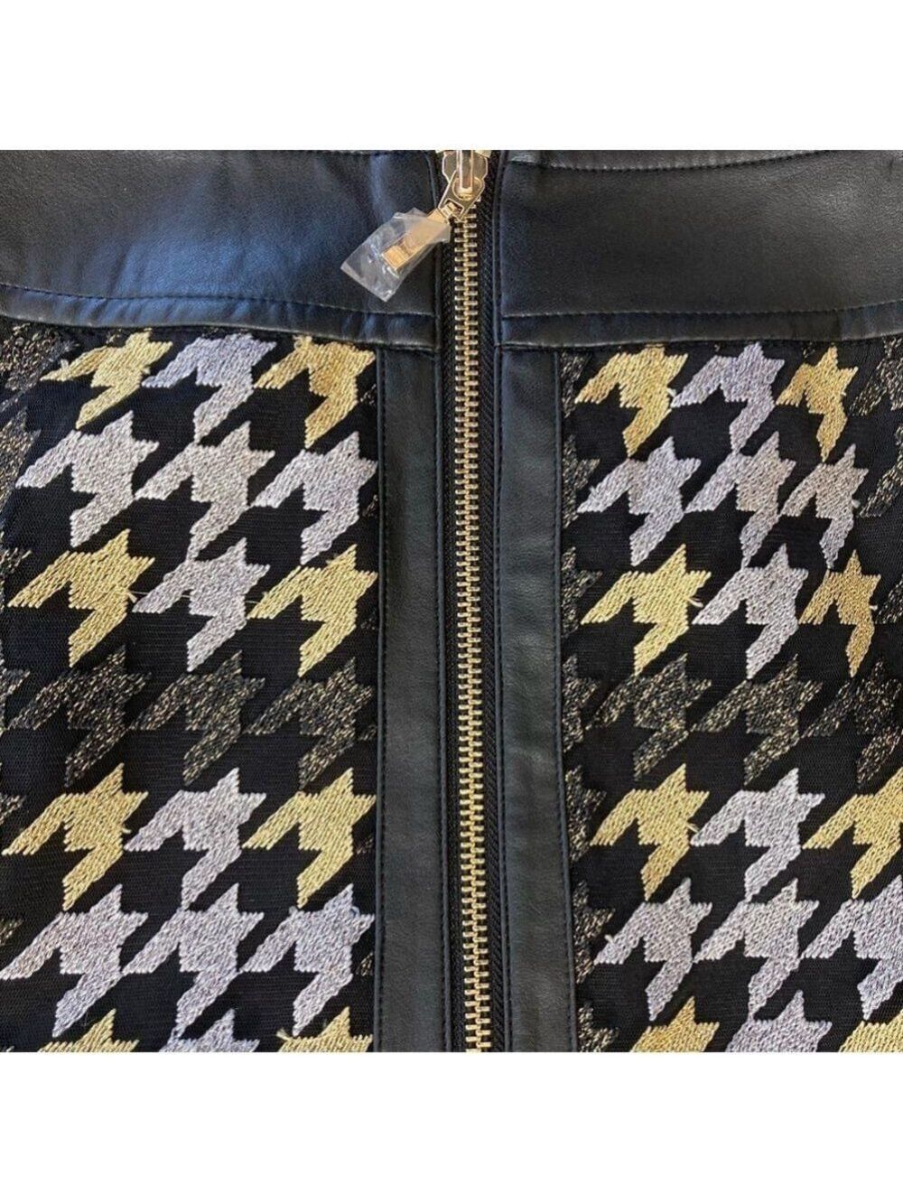 J McLaughlin NWT Mini Plaid Metallic Thread Skirt 6 Preppy Old Money Cyberpunk - Picture 4 of 10